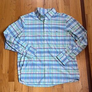 Vineyard Vines Large OTG On-the-go Blue/Green/Pink Plaid Button Down Shirt